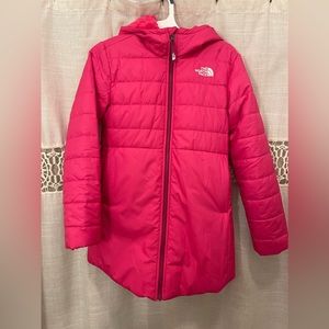 Northface Pink Reversible Mossbud Swirl Pink Parka!